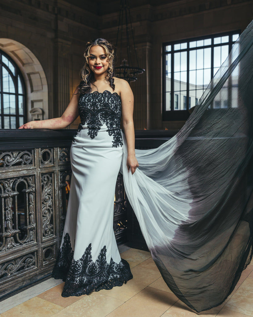 MONICA | Black & white wedding dress-Vanya Designs Bridal Shop