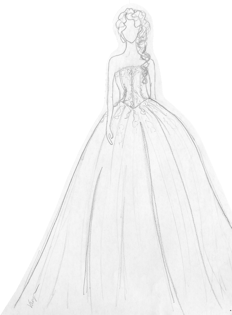 Slim Ballgown Dress Sketch | Vanya Designs