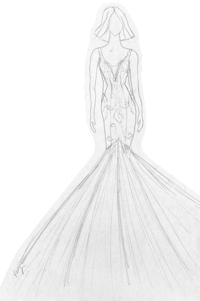 Slim Mermaid Dress Sketch | Vanya Designs