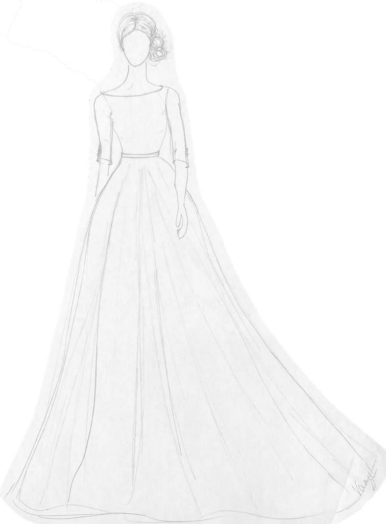 Curvy Ballgown Dress Sketch | Vanya Designs