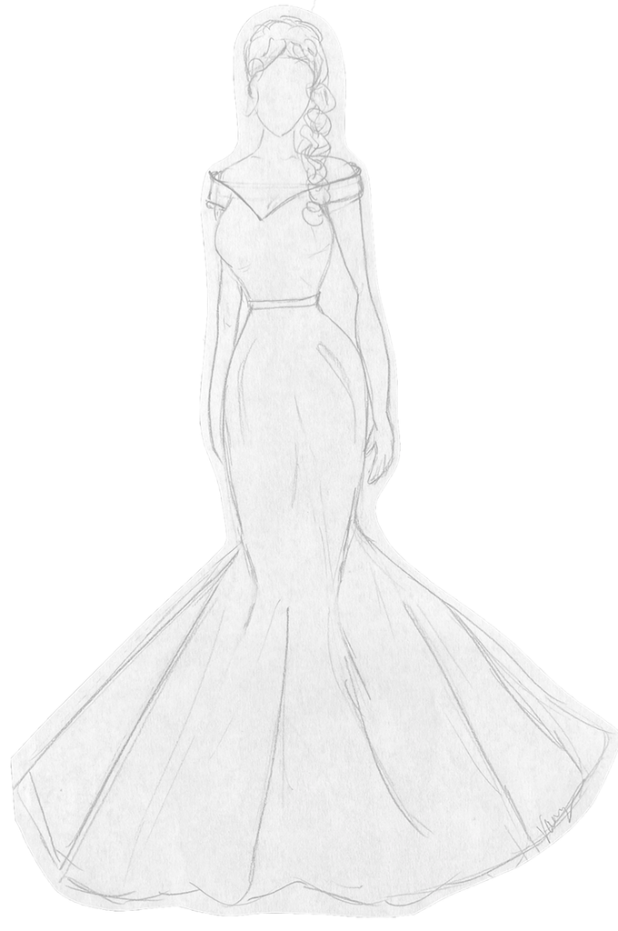 Hourglass Mermaid Dress Sketch | Vanya Designs