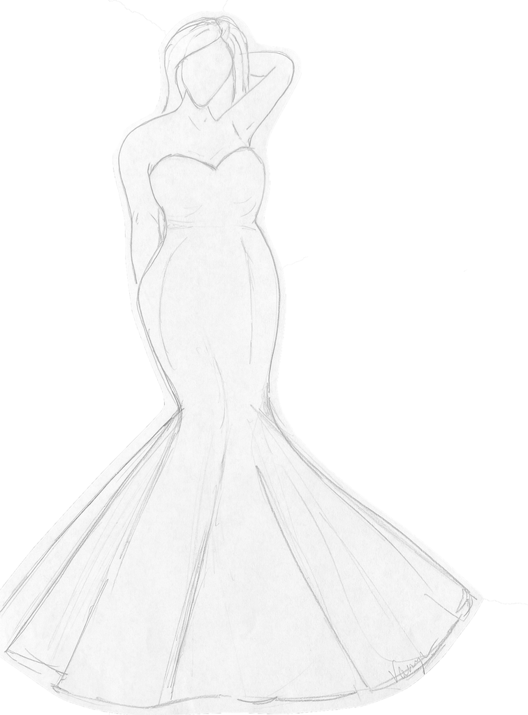 Voluptuous Mermaid Dress Sketch | Vanya Designs