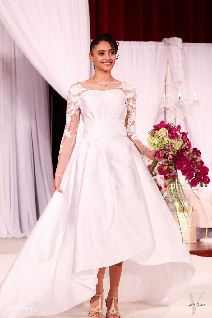 ANA 0199 | Little white dress and overskirt-Vanya Designs Bridal Shop