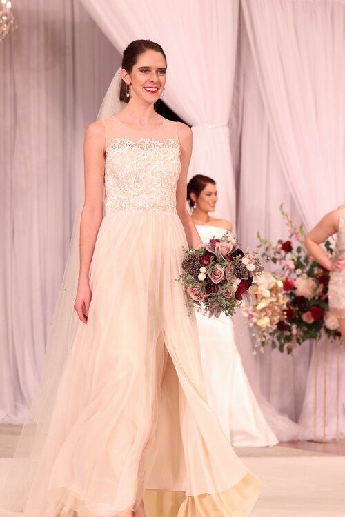 JULIA 0197 | Champagne and Guipure Lace Wedding Dress-Vanya Designs Bridal Shop