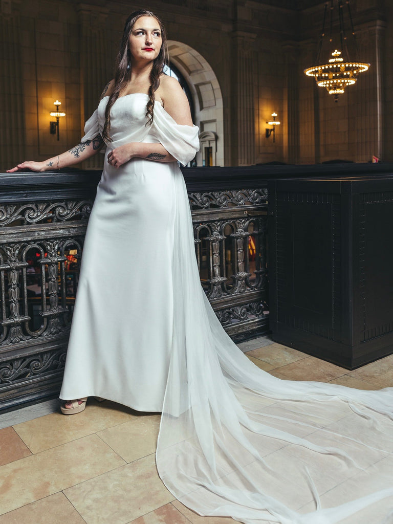 KELSIE 0233 | Plus size fitted dress with removable sleeves-Vanya Designs Bridal Shop