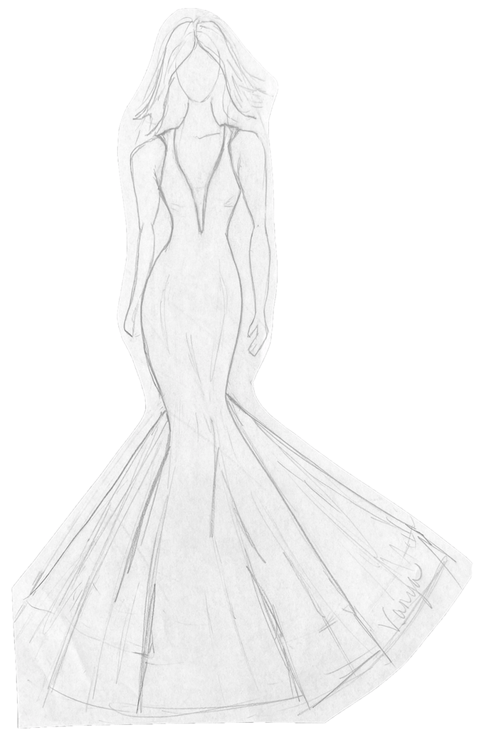 Athletic Mermaid Dress Sketch | Vanya Designs