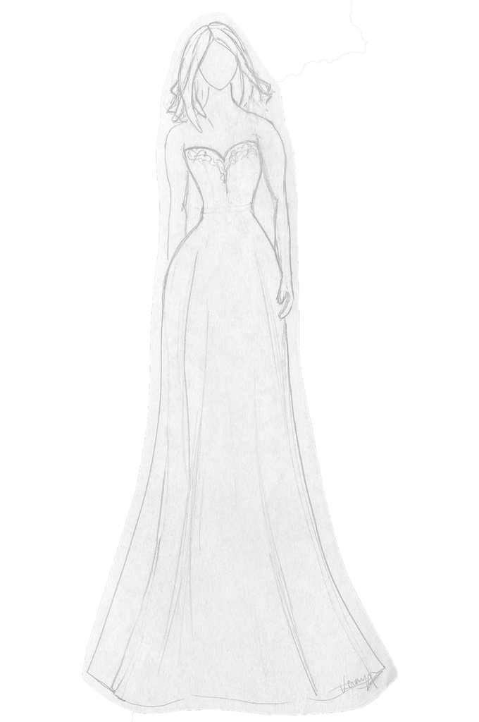Curvy A Line Dress Sketch | Vanya Designs