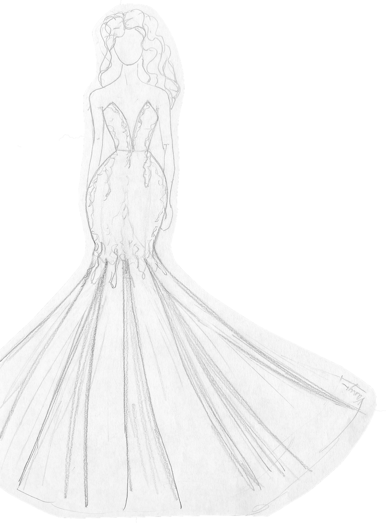 Curvy Mermaid Dress Sketch | Vanya Designs