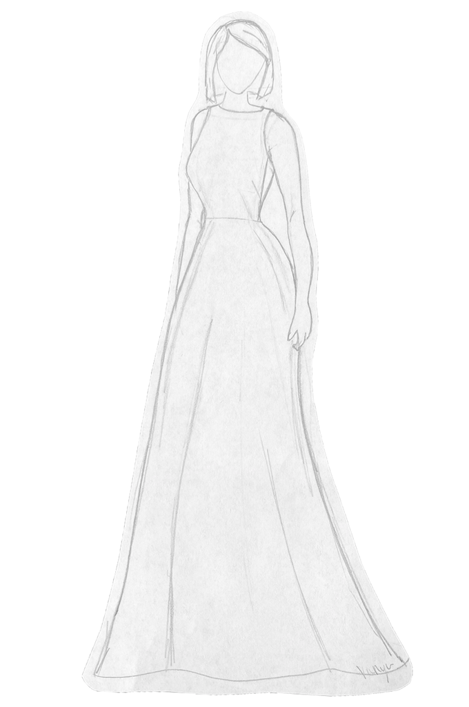 Hourglass A Line Dress Sketch | Vanya Designs