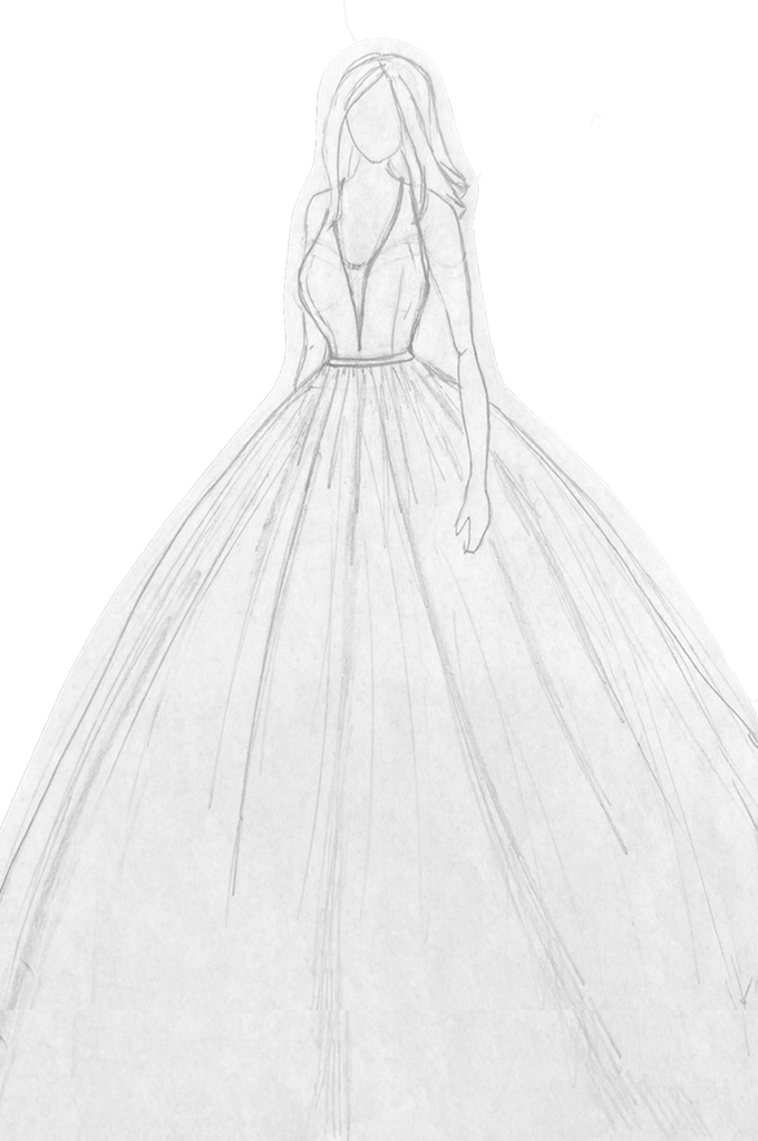 Hourglass Ballgown Dress Sketch | Vanya Designs