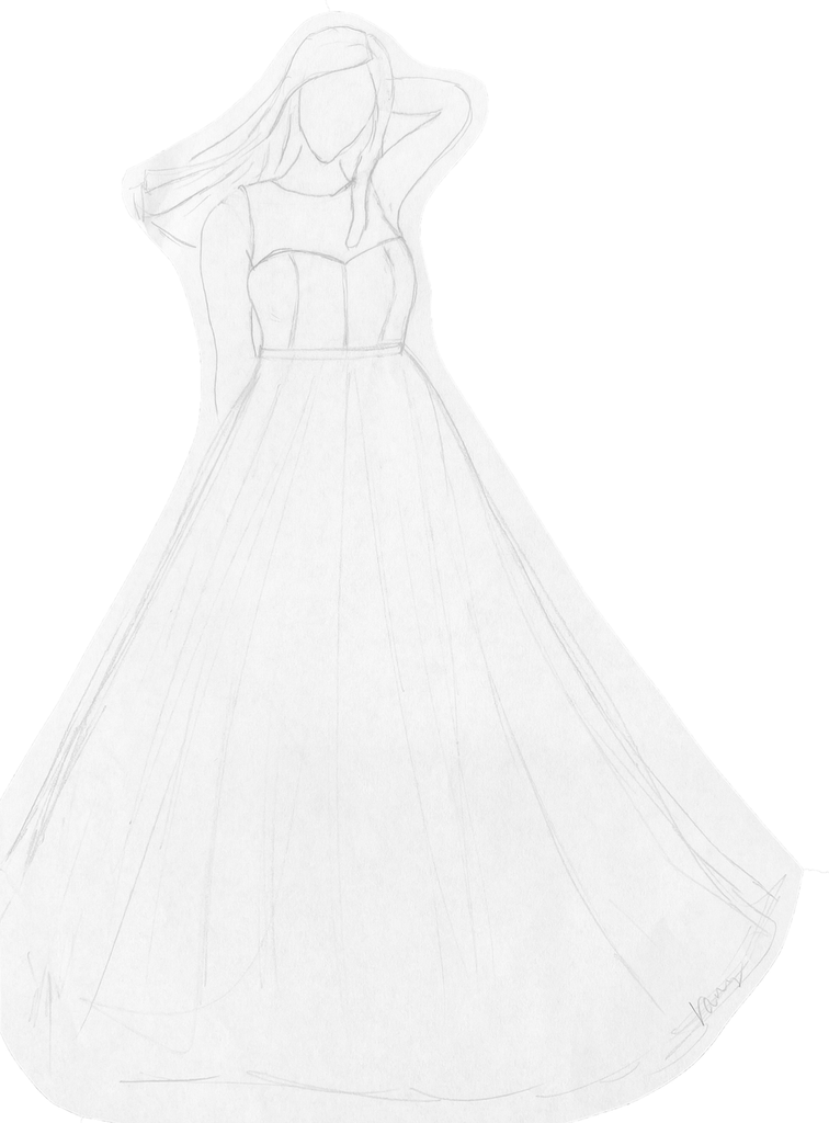 Voluptuous Ballgown Dress Sketch | Vanya Designs