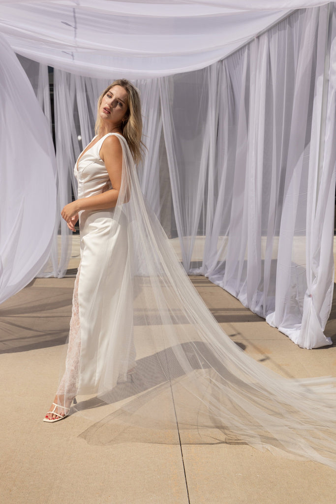 CASSIDY | Jumpsuit with detachable cape/veil-Vanya Designs Bridal Shop