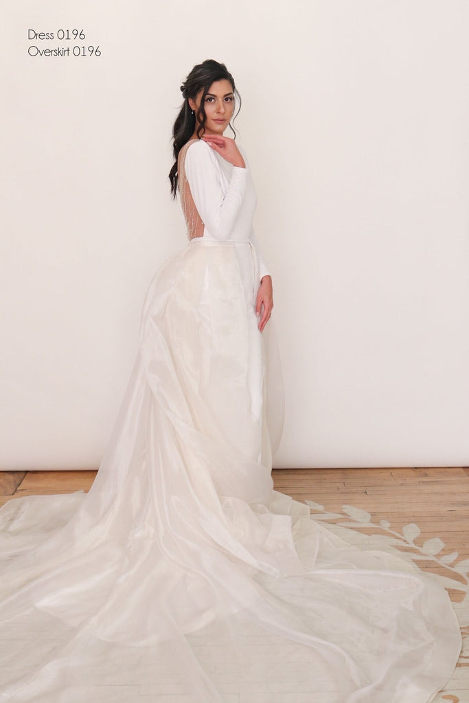 LAUREN 0196 | Crepe long sleeved fit and flare-Vanya Designs Bridal Shop