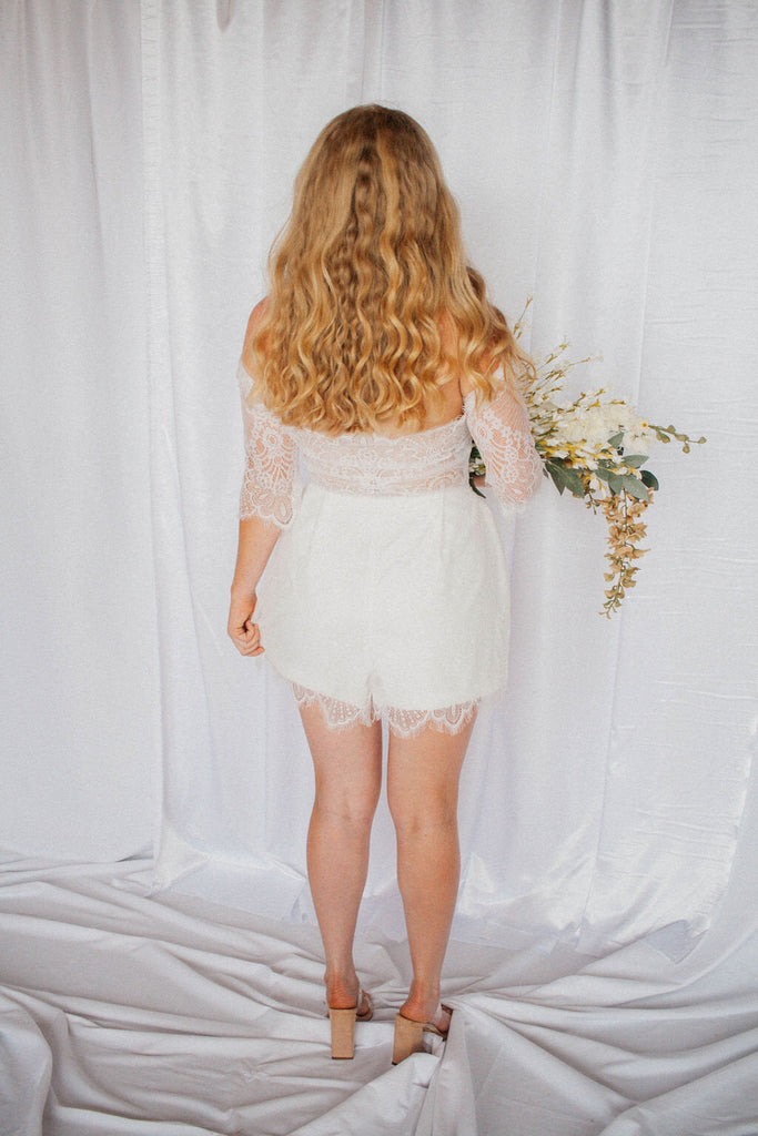 ASH | Chantilly Lace Romper-Vanya Designs Bridal Shop