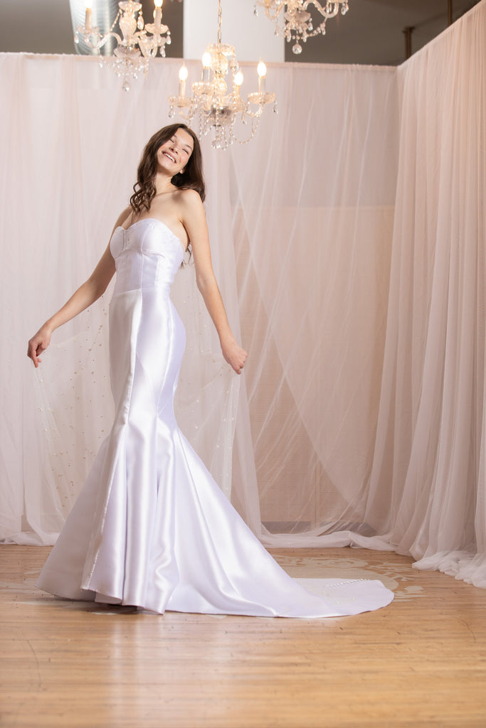PRISCILLA | Strapless Mikado mermaid wedding dress-Vanya Designs Bridal Shop